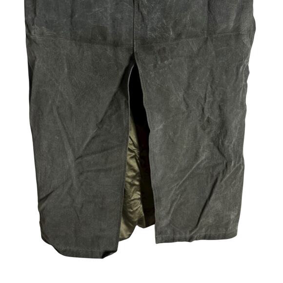 BlankNYC Hunter Green Retro Suede Leather Front Slit Pencil Midi Skirt Size 29 - Picture 8 of 15